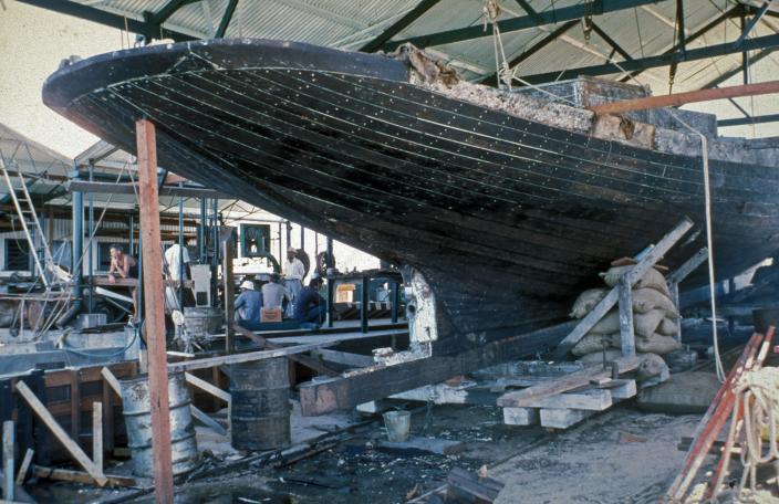 Image of a boat shed.